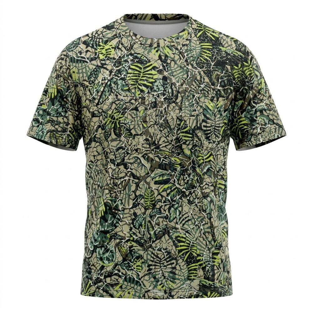 Brush Country Camouflage Crew Neck Knit Breathable T-Shirt Men Size XL
